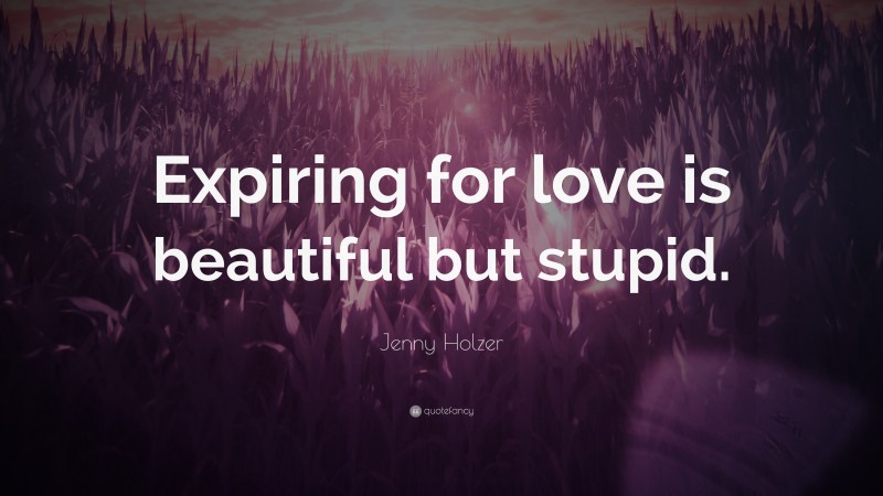 Jenny Holzer Quote: “Expiring for love is beautiful but stupid.”