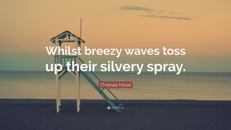 Thomas Hood Quote: “Whilst breezy waves toss up their silvery spray.”