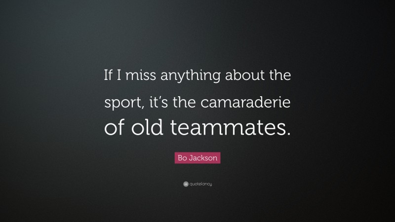 Bo Jackson Quote: “If I miss anything about the sport, it’s the camaraderie of old teammates.”