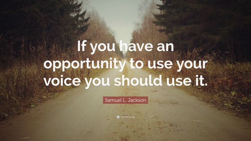 Samuel L. Jackson Quote: “If you have an opportunity to use your voice you should use it.”