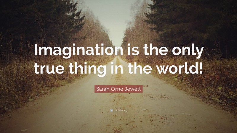 Sarah Orne Jewett Quote: “Imagination is the only true thing in the world!”