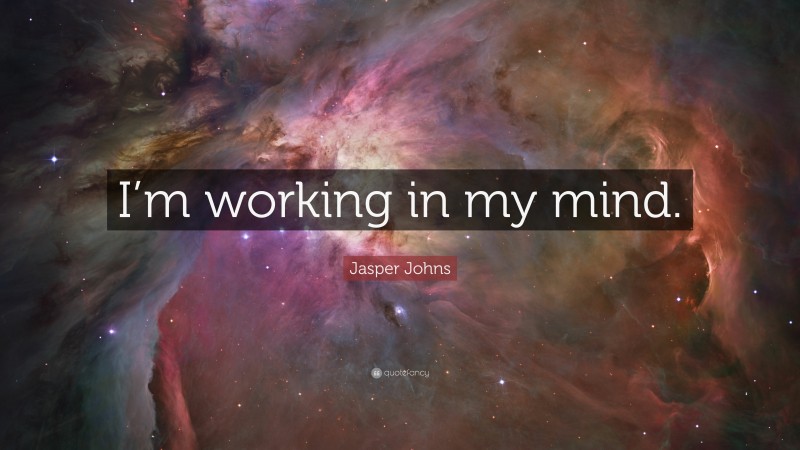 Jasper Johns Quote: “I’m working in my mind.”