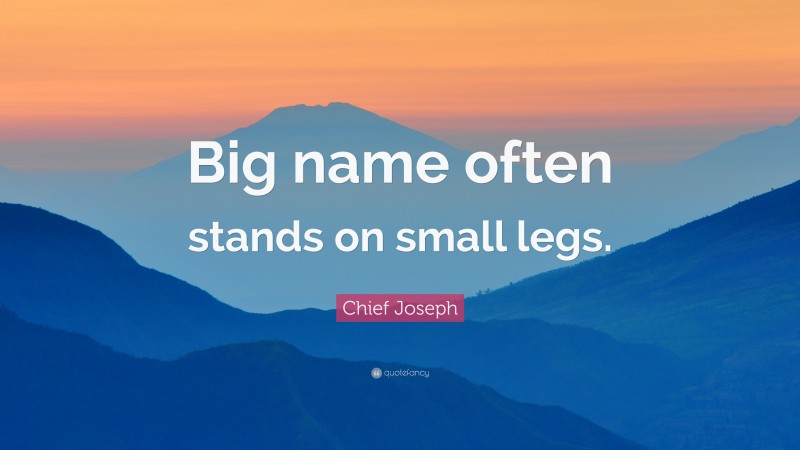 Chief Joseph Quote: “Big name often stands on small legs.”