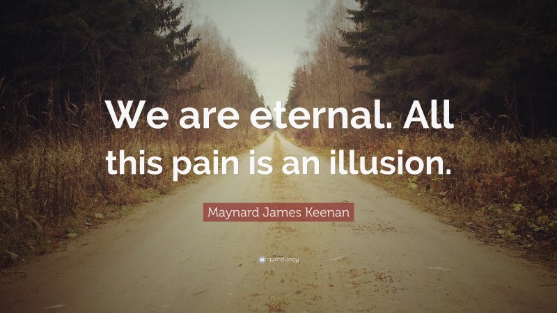 Maynard James Keenan Quote: “We are eternal. All this pain is an illusion.”