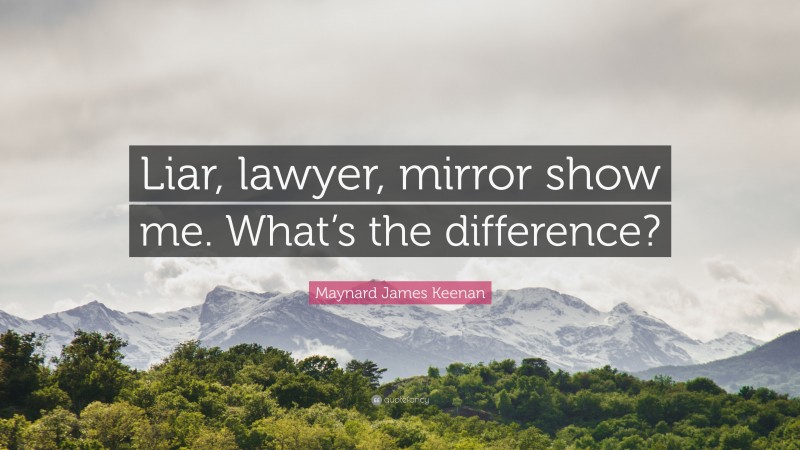 Maynard James Keenan Quote: “Liar, lawyer, mirror show me. What’s the difference?”