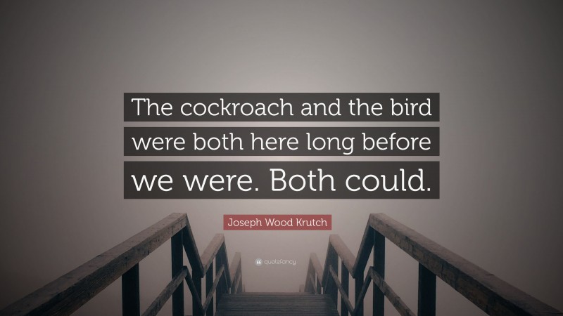 Joseph Wood Krutch Quote: “The cockroach and the bird were both here long before we were. Both could.”